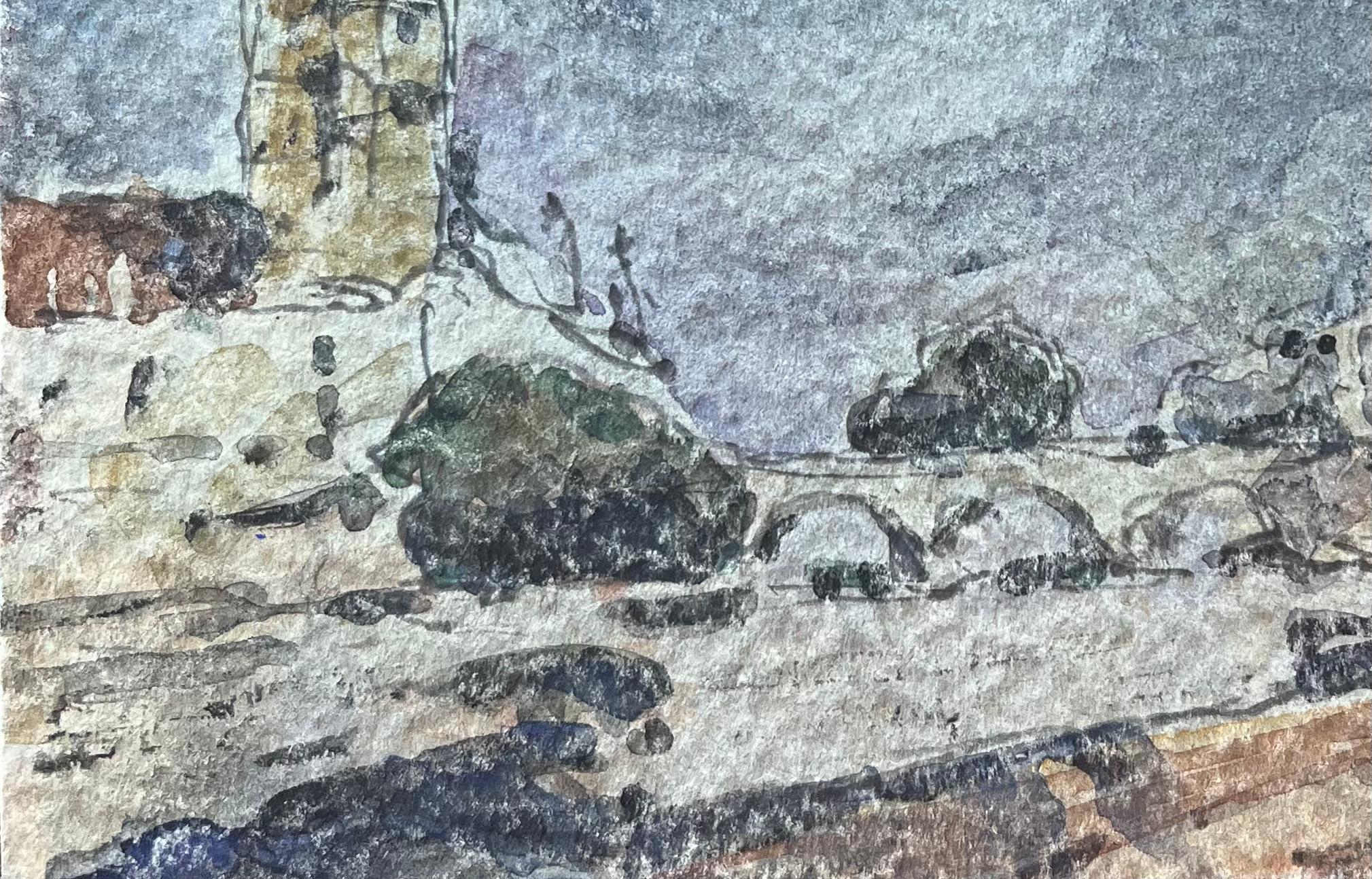 Acquerello impressionista francese di La Conciergerie e il Pont au Change in vendita 1
