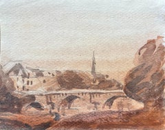 French Impressionist Watercolor of Île de la Cité and Pont Neuf