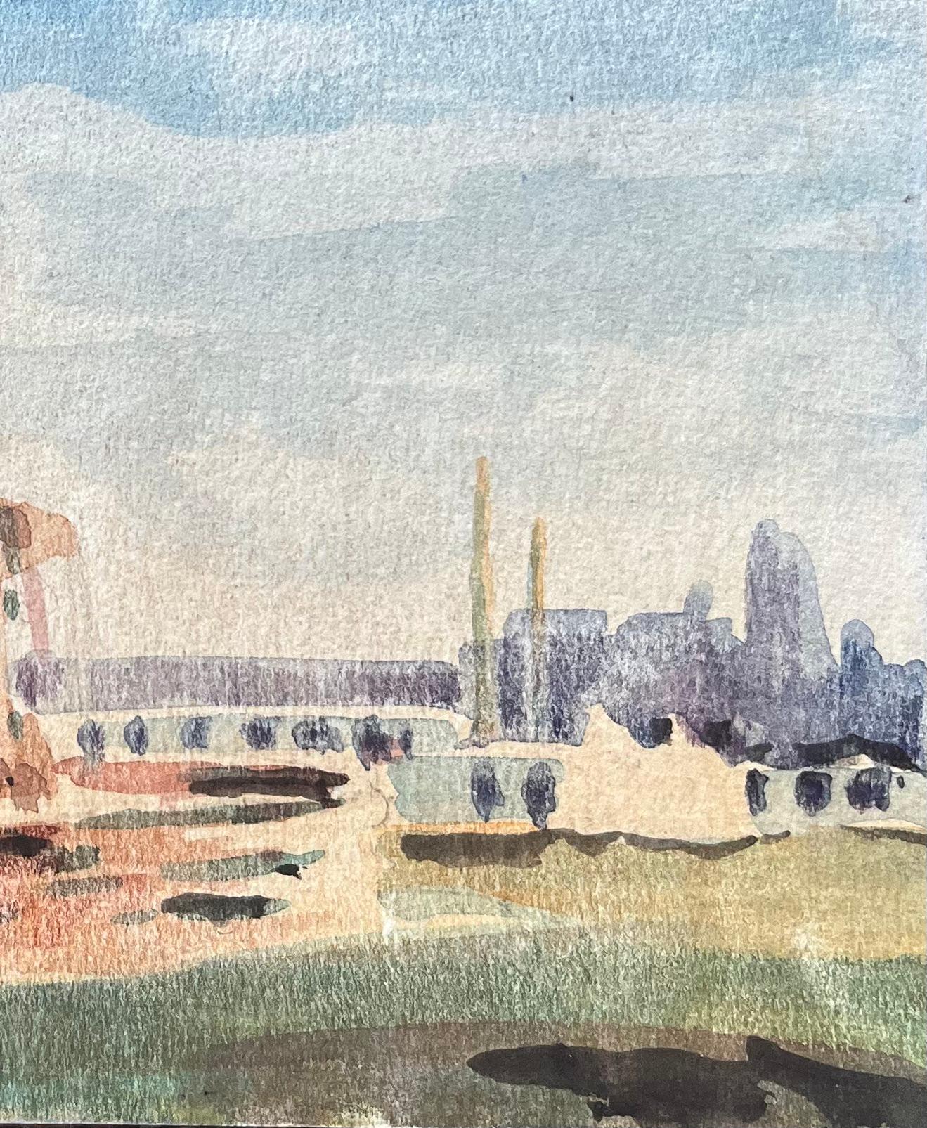 Acquerello impressionista francese della Fontaine des Mers a Place de la Concorde - Art Impressionismo di Maurice Mazeilie