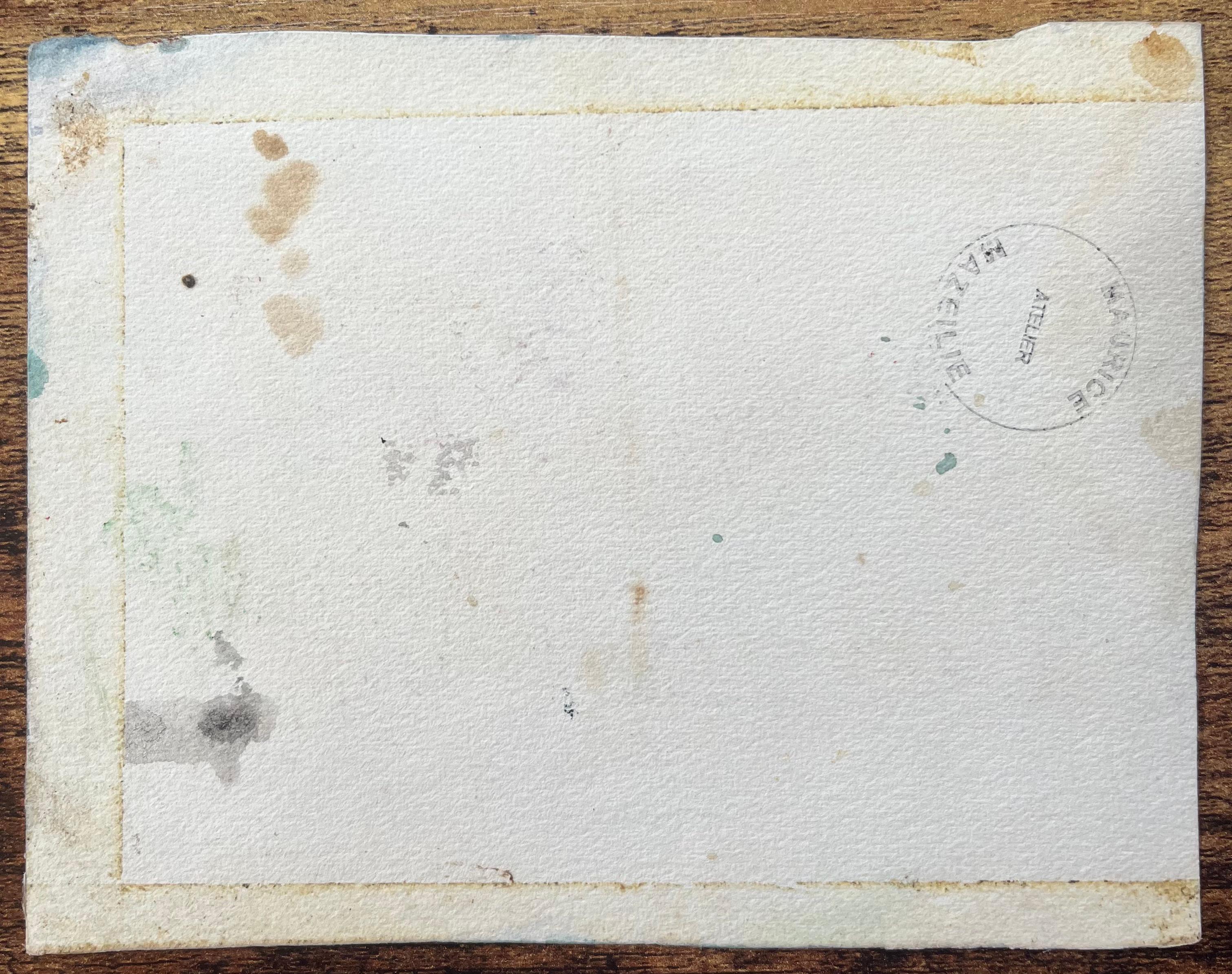 Aquarelle impressionniste française d'une vue de bord de rivière avec tour d'église en vente 3