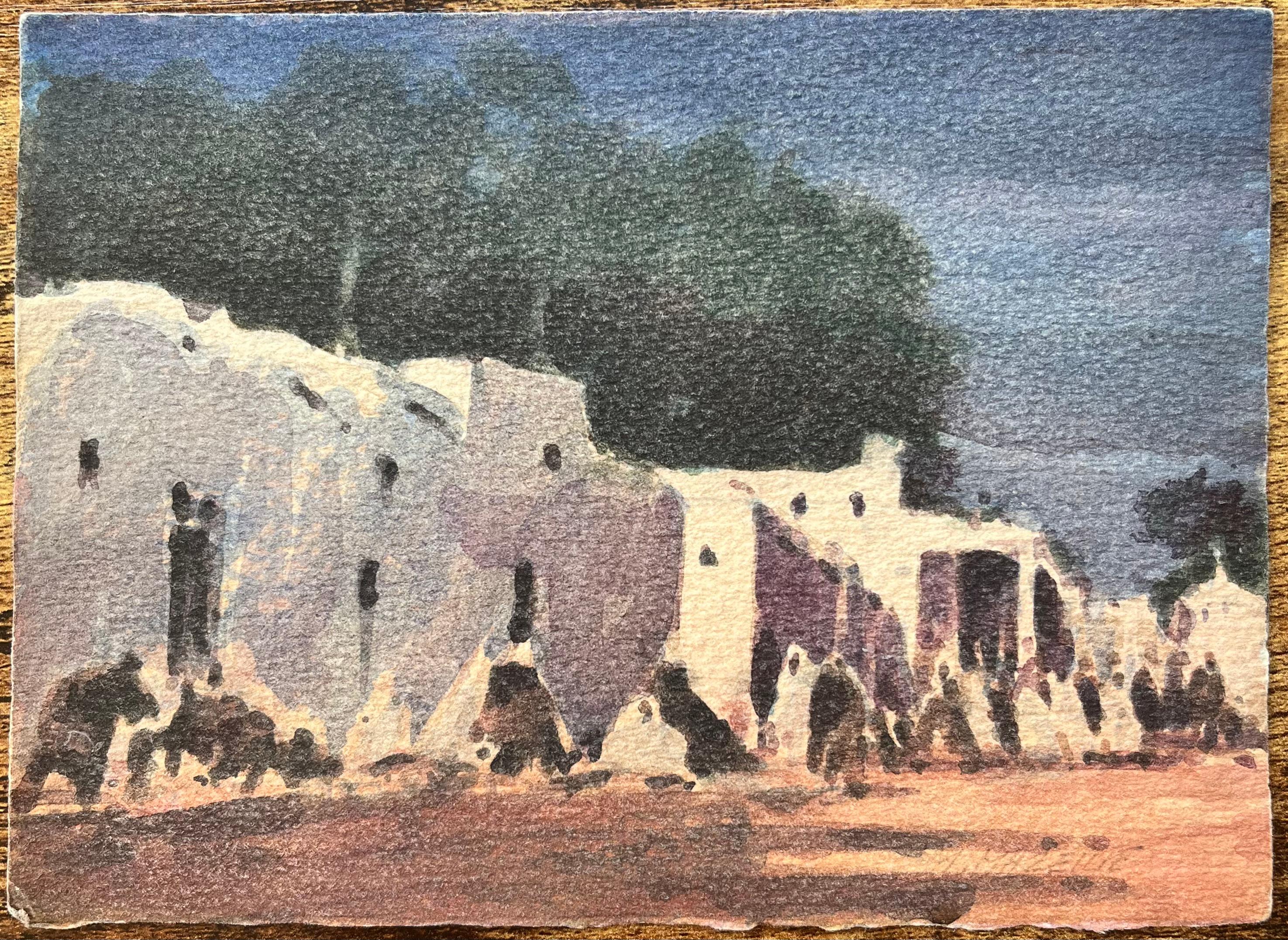 Titolo: Acquerello impressionista francese di un villaggio tradizionale imbiancato a calce
Di Maurice Mazeilie (francese 1924-2021)
Medium: Acquerello su carta, senza cornice
Dimensioni: 5,5 x 7,5 pollici (altezza x larghezza)
Timbrato: