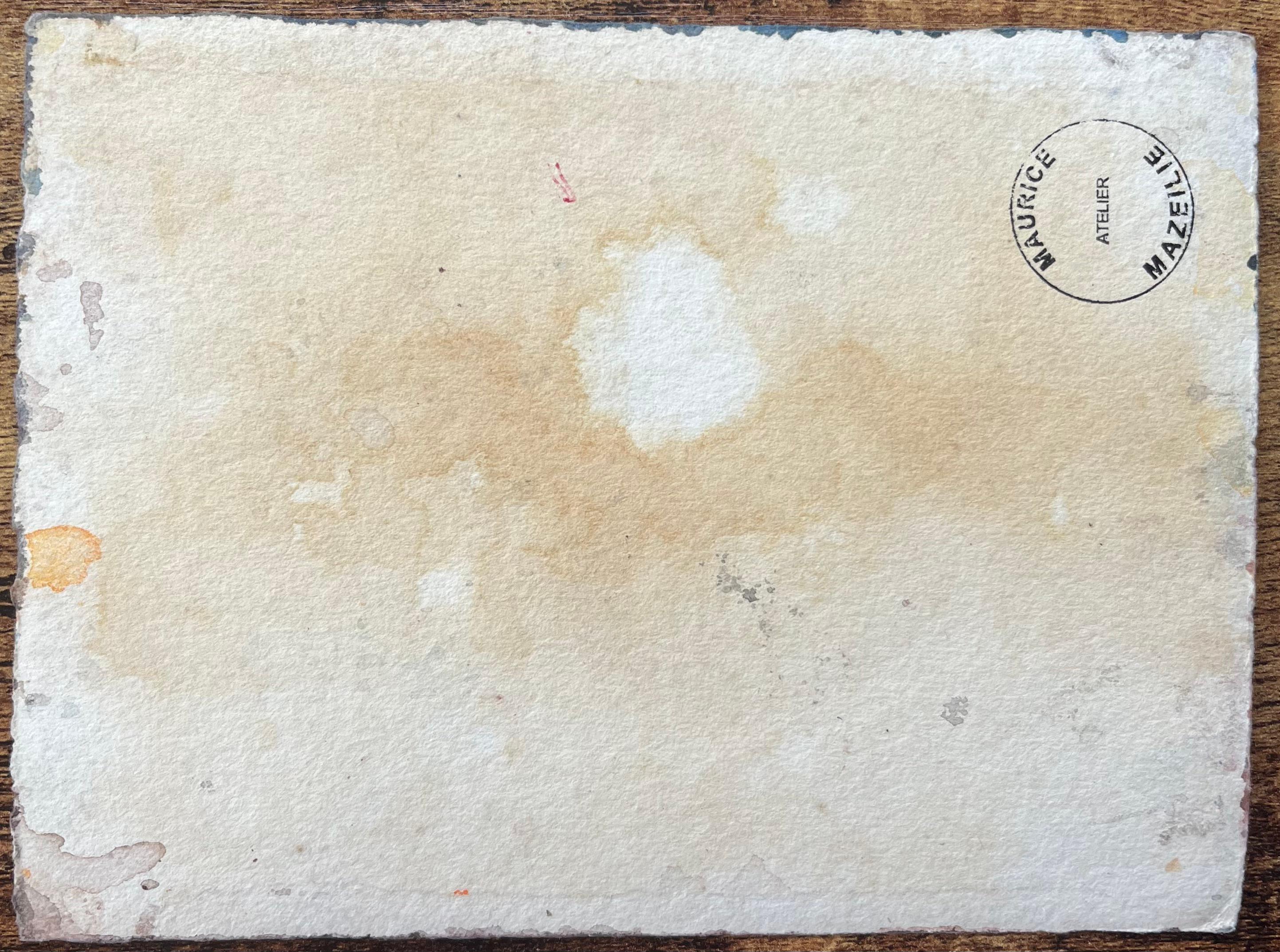 Aquarelle impressionniste française d'un bâtiment ensoleillé sur une place de Townes en vente 1