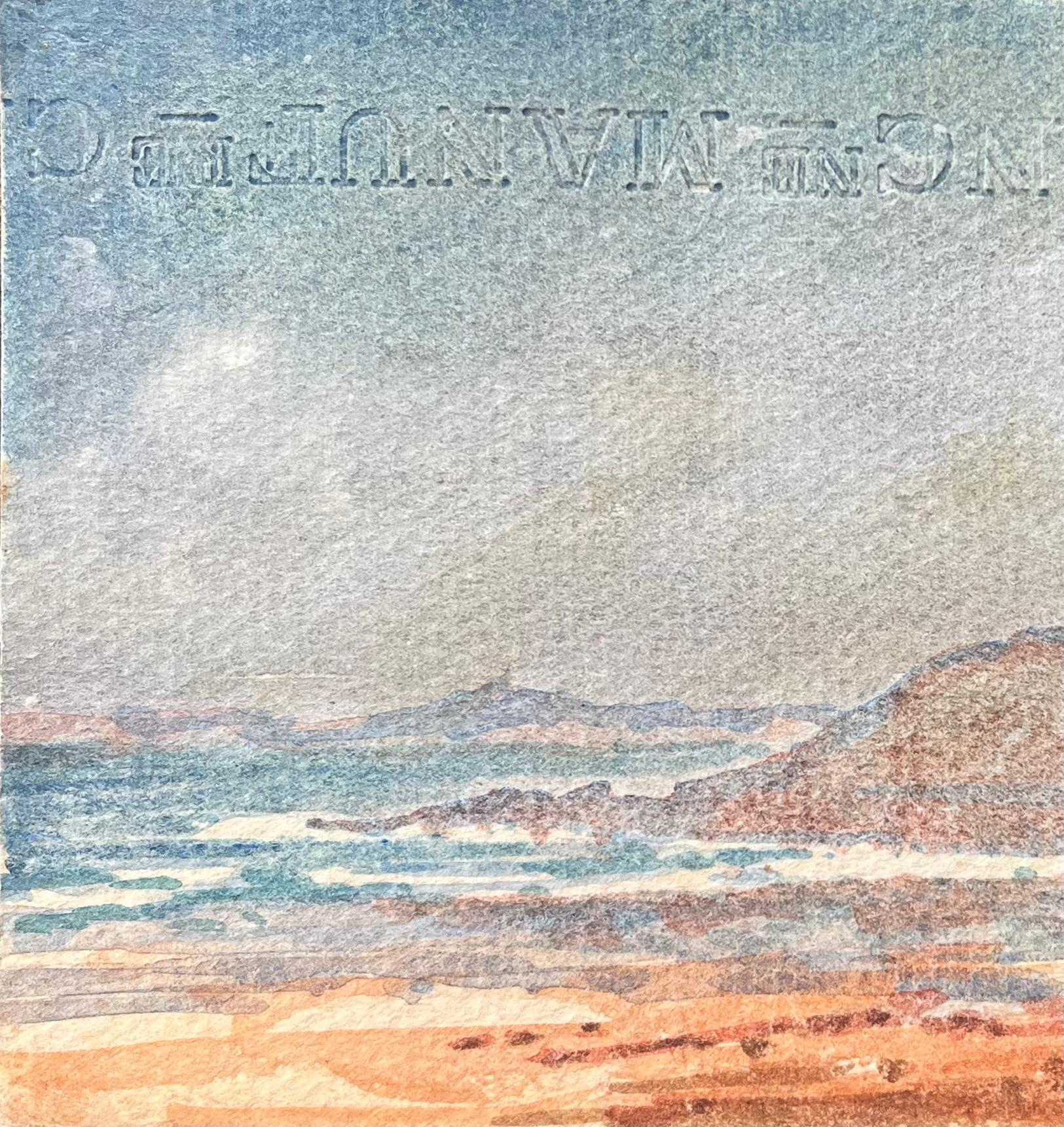 Titre : Aquarelle impressionniste française d'un paysage avec plage et collines lointaines
Par Maurice Mazeilie (français 1924-2021)
Moyen d'expression : Aquarelle sur papier, non encadrée
Taille : 4 x 6.5 pouces (hauteur x largeur)
Estampillé :
