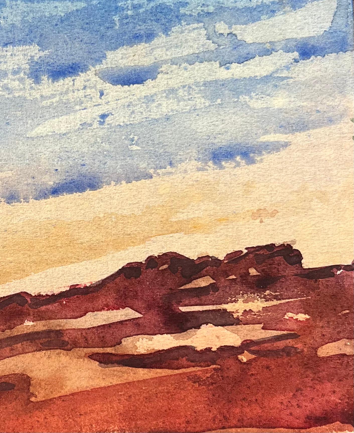Aquarelle impressionniste française d'une scène de paysage côtier - Impressionnisme Art par Maurice Mazeilie