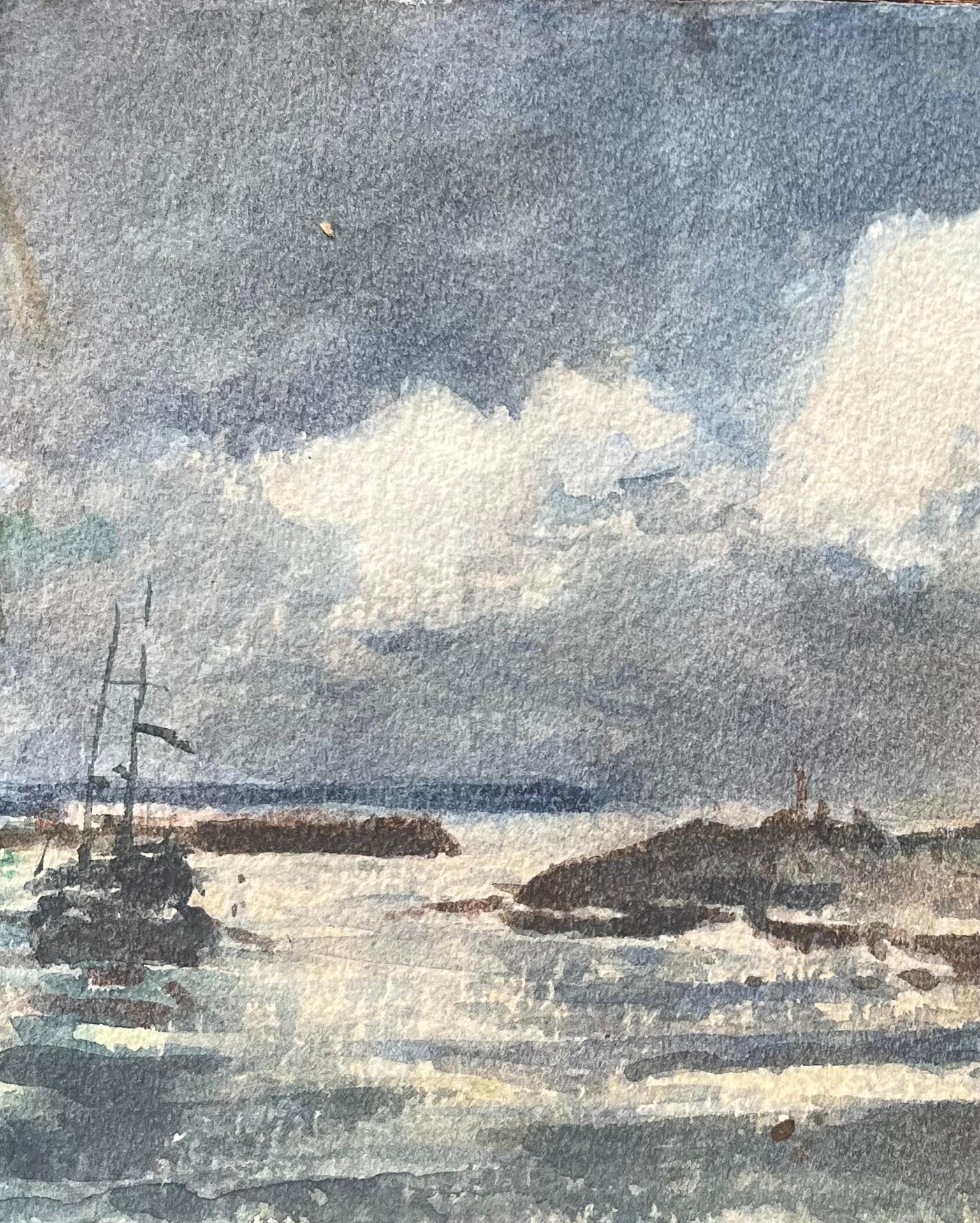 Titolo: Acquerello impressionista francese con barche su una costa in tempesta
Di Maurice Mazeilie (francese 1924-2021)
Medium: Acquerello su carta, senza cornice
Dimensioni: 7,5 x 11 pollici (altezza x larghezza)
Timbrato: Verso
Condit: Buono, con