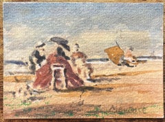 French Impressionist Watercolor of Women Relaxing on a Sunlit Beach