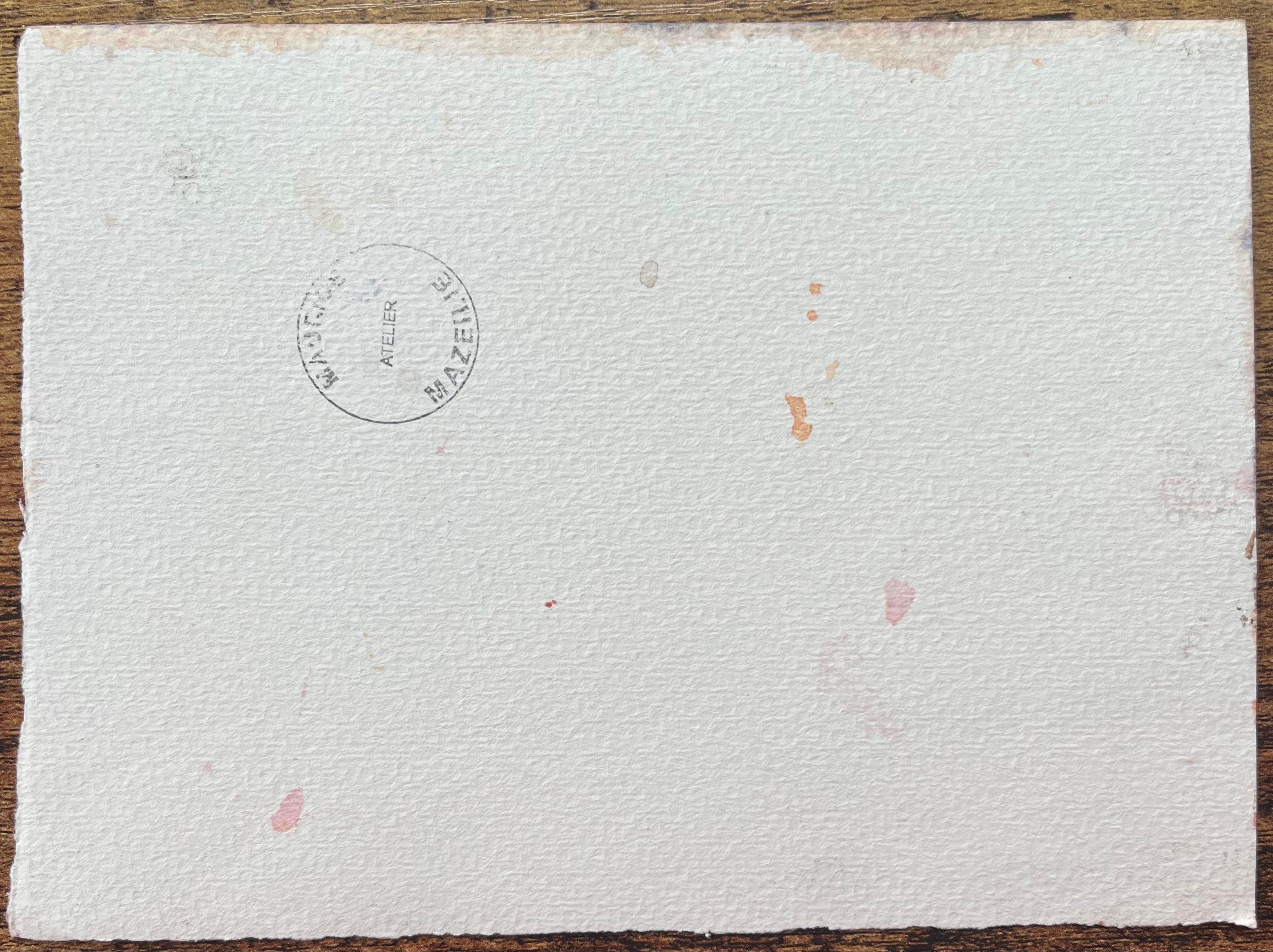Aquarelle impressionniste française d'un village côtier avec une baie en bas-relief en vente 1