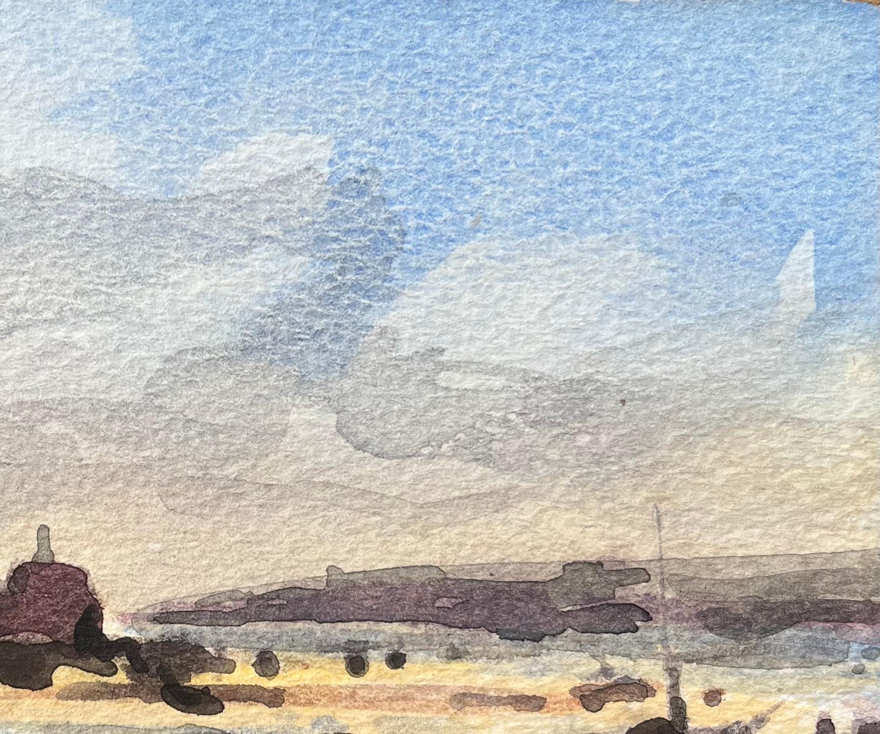 Titolo: Acquerello impressionista francese di un paesaggio costiero con bassa marea
Di Maurice Mazeilie (francese 1924-2021)
Medium: Acquerello su carta, senza cornice
Dimensioni: 5 x 7 pollici (altezza x larghezza)
Timbrato: Verso
Condit: Buono,