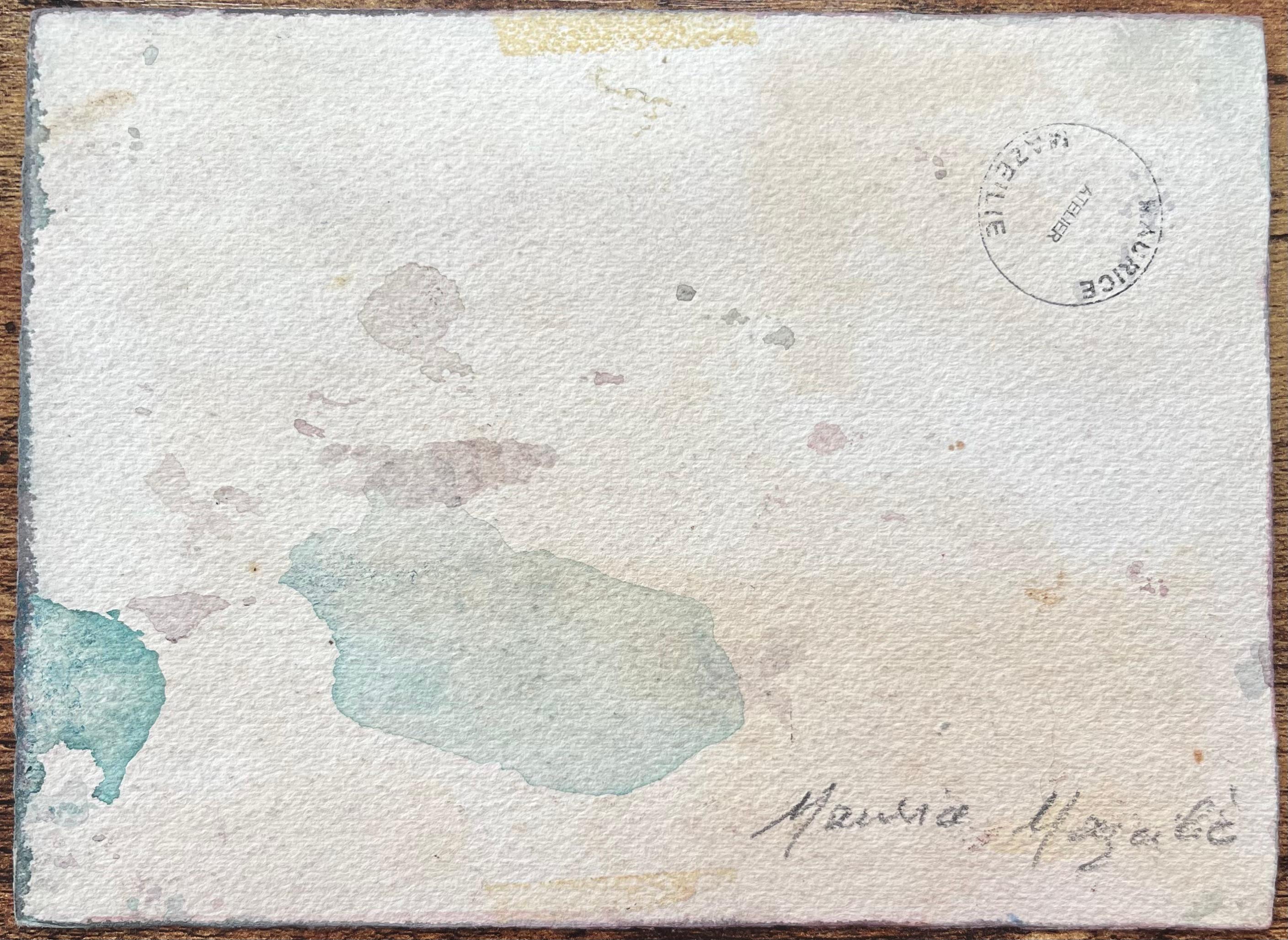 French Impressionist Watercolor of Figures Taking a Cliffside Beach Stroll For Sale 2
