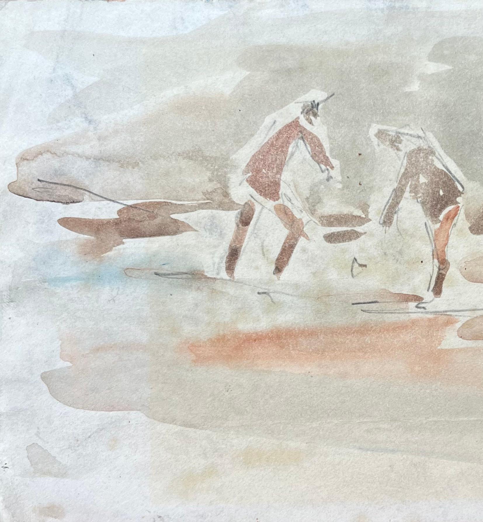 Titolo: Acquerello impressionista francese di bagnanti al tempo libero
Di Maurice Mazeilie (francese 1924-2021)
Medium: Acquerello su carta, senza cornice
Dimensioni: 5 x 8 pollici (altezza x larghezza)
Firmato: Yes One
Condit: Buono, con segni di