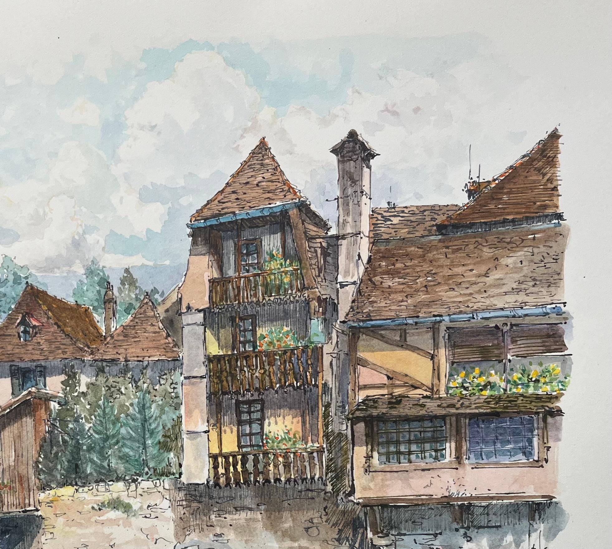Titre : Aquarelle française de 