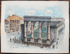 French Watercolor Painting of “La Station Thermale” in Dax