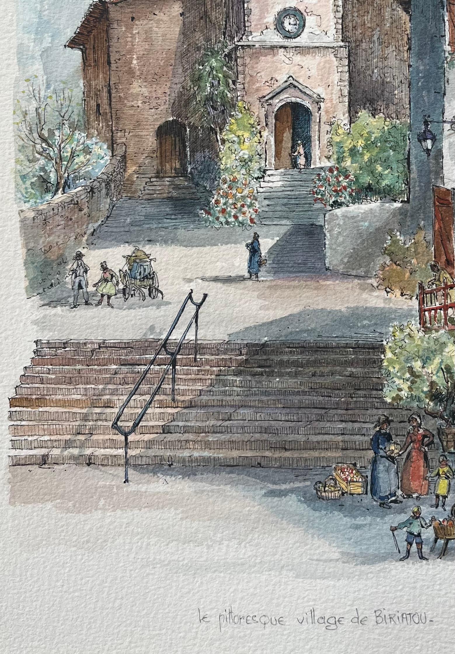 Titre : Peinture à l'aquarelle française du pittoresque village de Biriatou
par Robert Lepine (français, 1929 - 2017)
Signé : Oui
Moyen : Aquarelle sur papier d'artiste, non encadrée
Taille : 14,25 x 10,25 (hauteur x largeur)
État : très