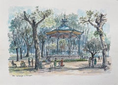Acquerello francese di "Le Kiosque à Musique" a Dax