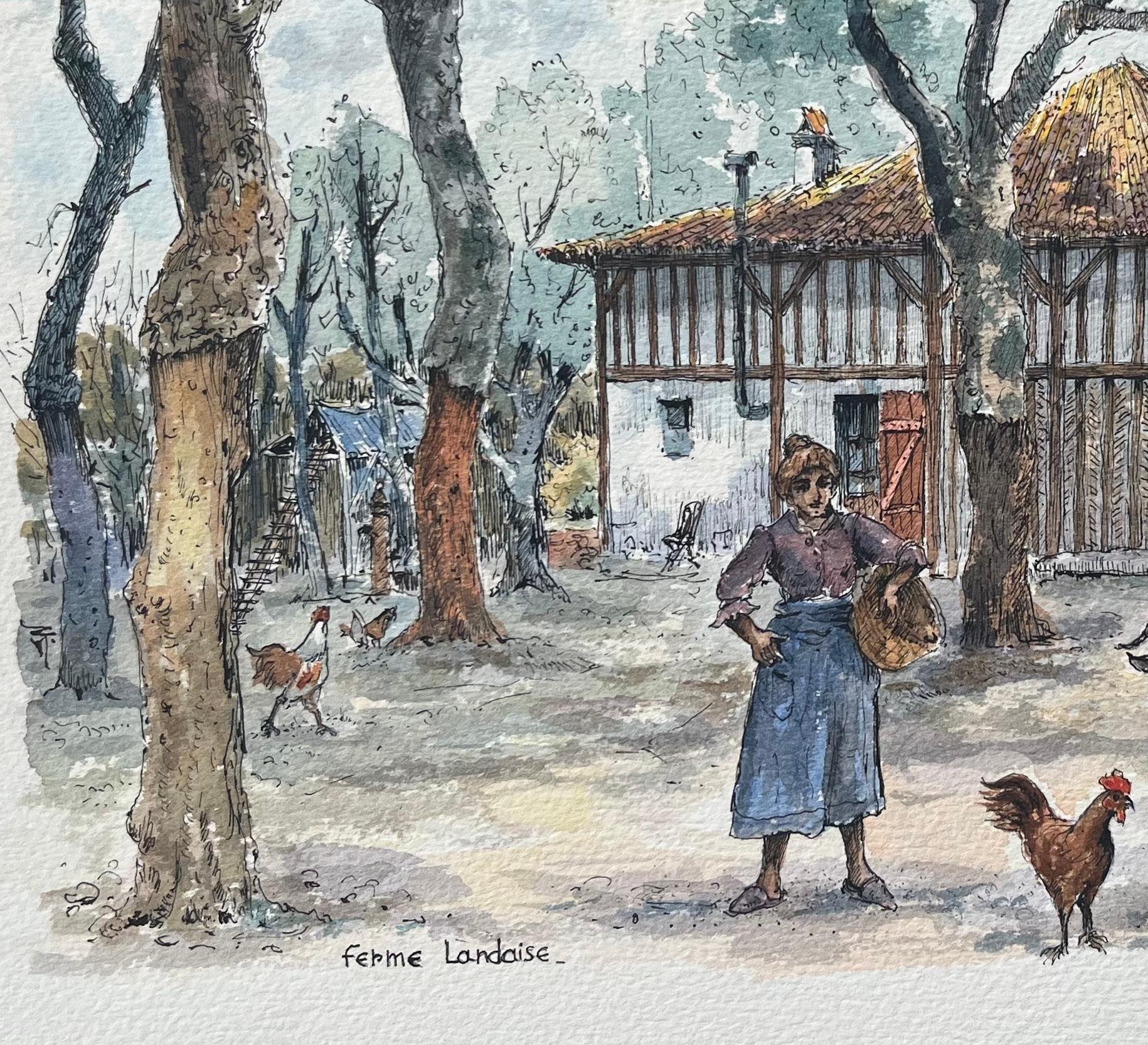 Titel: Französische Aquarellmalerei einer traditionellen Ferme Landaise
von Robert Lepine (Franzose, 1929 - 2017)
Unterschrieben: Ja
Medium: Aquarellmalerei auf Künstlerpapier, ungerahmt
Größe: 10,25 x 14,25 (Höhe x Breite)
Zustand: Sehr