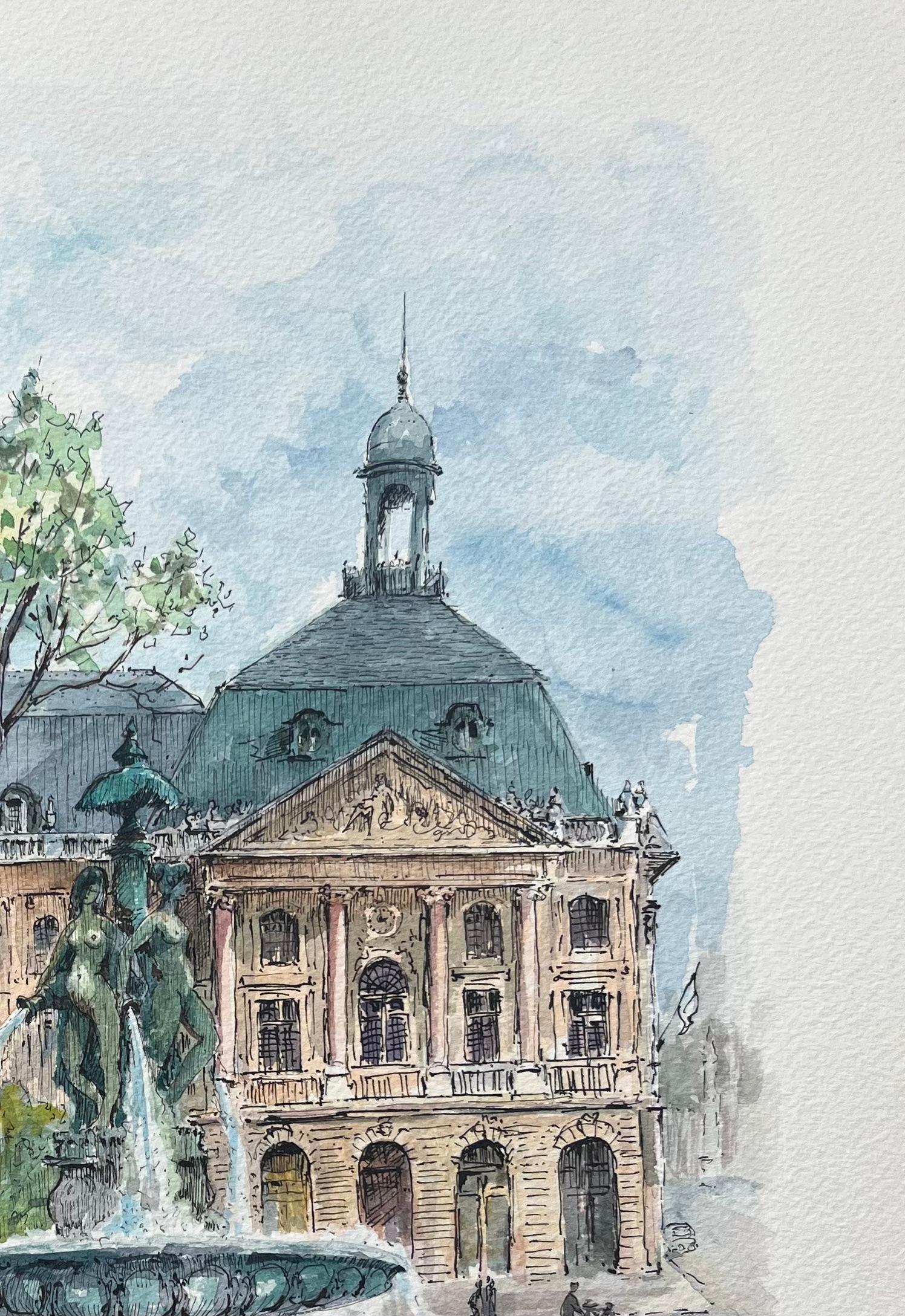 Französisches Aquarell von 