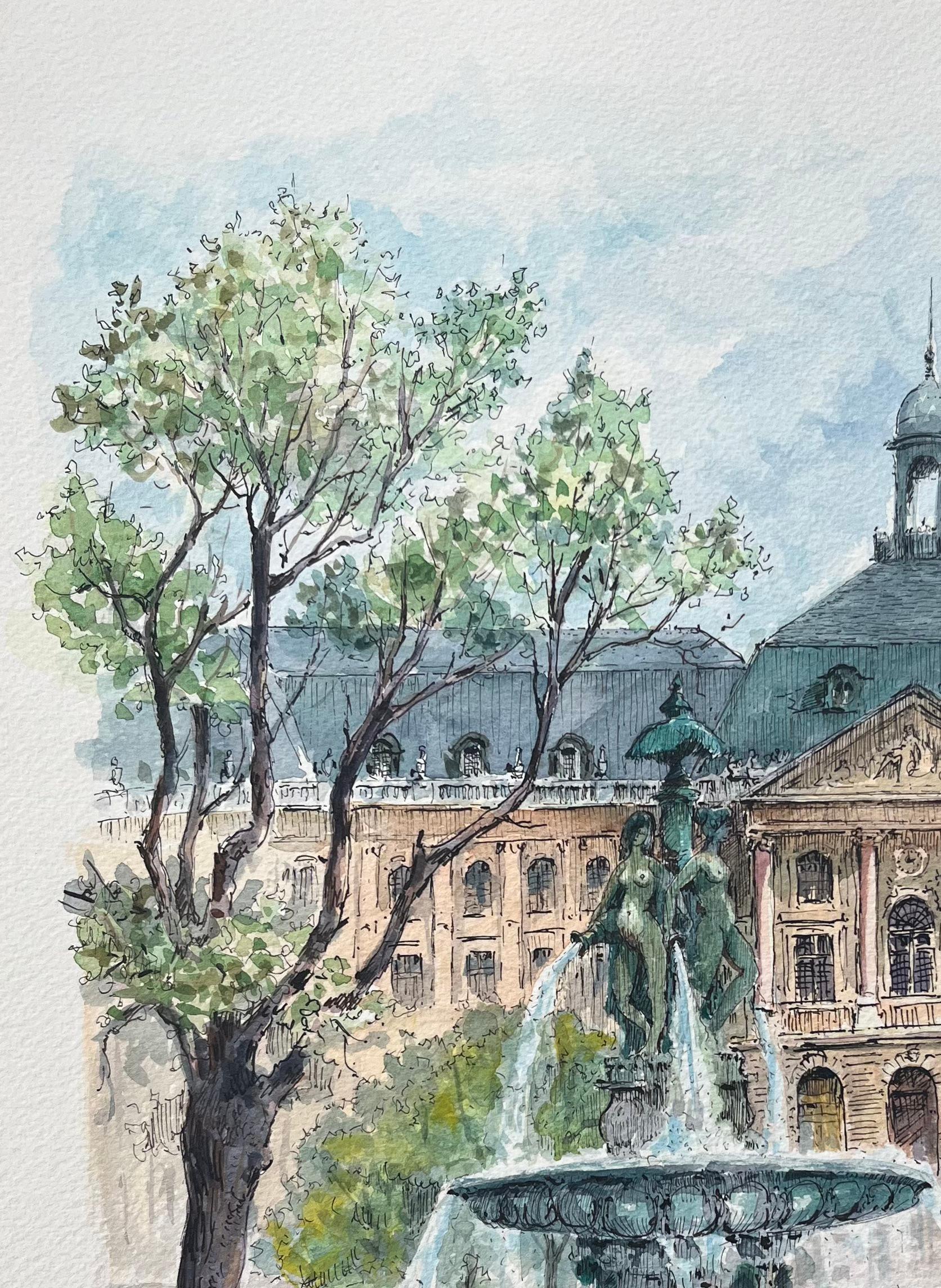Französisches Aquarell von 