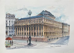 Acuarela francesa de "Burdeos: Le Grand Théâtre"