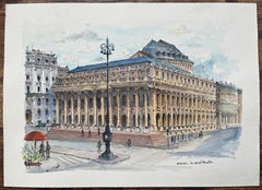 French Watercolor of "Bordeaux: Le Grand Théâtre"