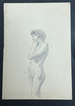 Schizzo di ritratto antico inglese di nudo femminile seduto