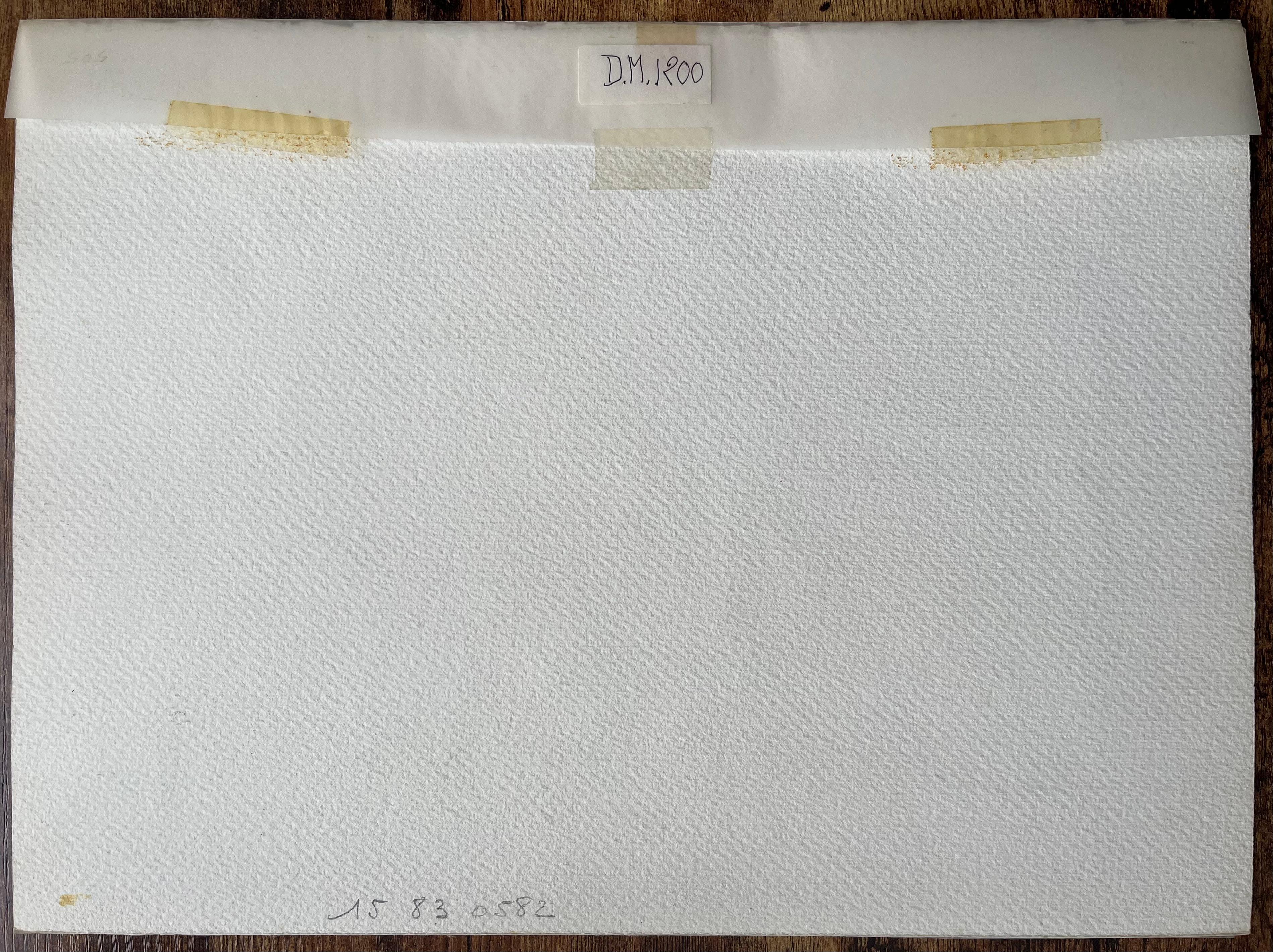 Französisches Aquarell der St. Tropez-Galerie mit Glockenturm und Meeresansicht, Französisch im Angebot 2