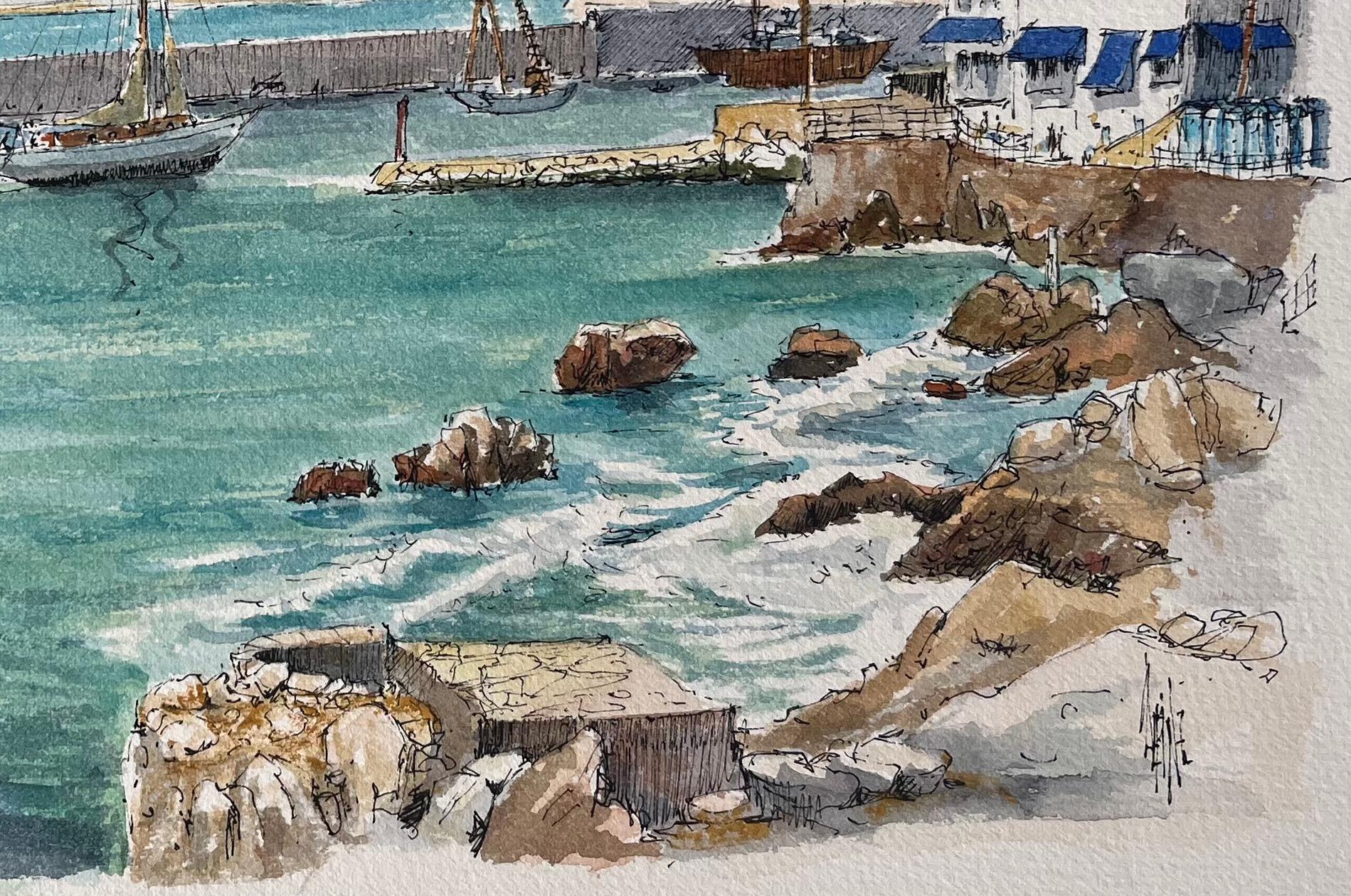 Título: Acuarela francesa del puerto de Niza con veleros y arquitectura costera
de Robert Lepine (francés, 1929 - 2017)
Firmado: Sí
Técnica: Acuarela sobre papel de artista
Tamaño: 11,25 x 15 (alto x ancho)
Procedencia: De la colección del Atelier A
