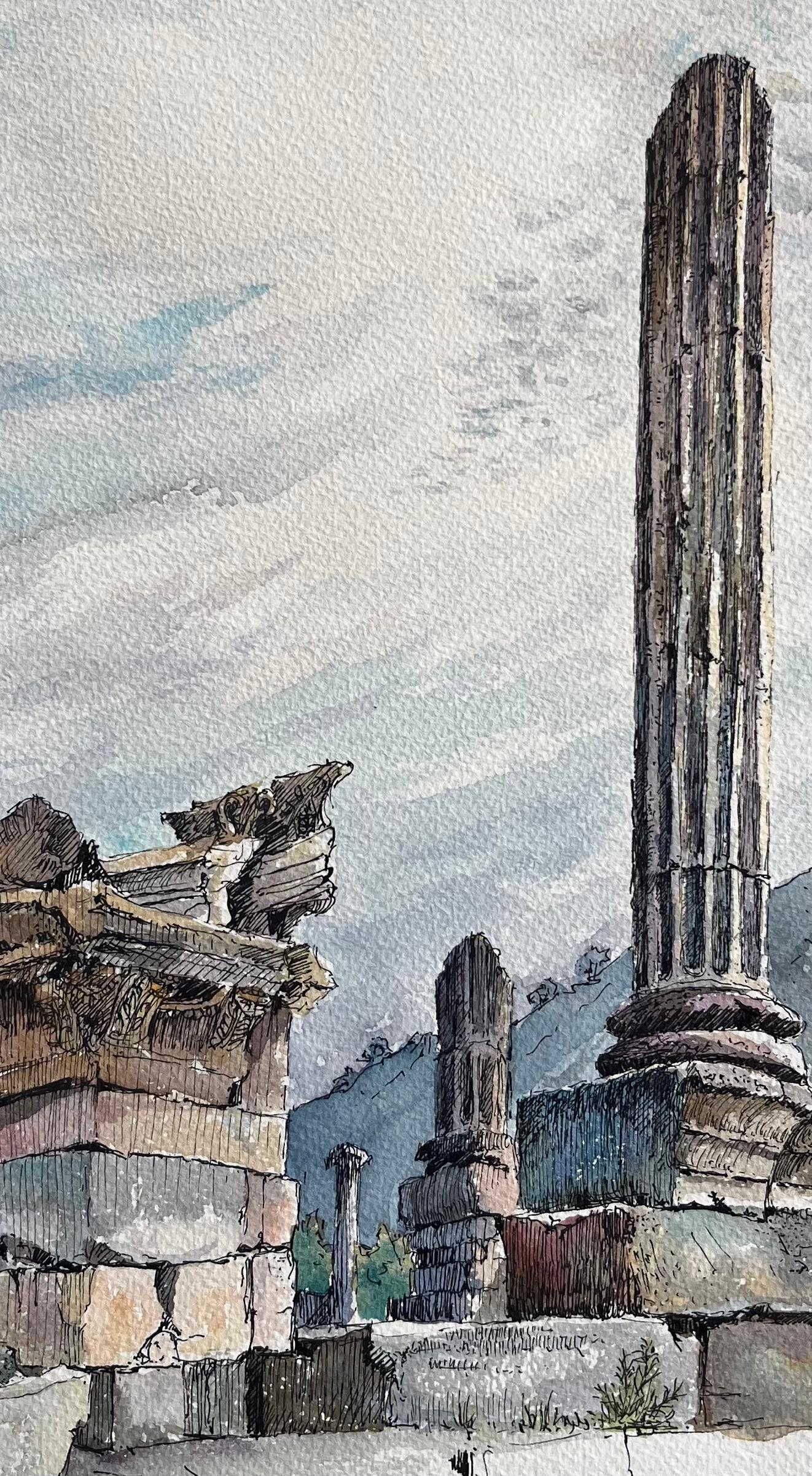 Acuarela francesa de las ruinas de Glanum en Saint-Rémy-de-Provence en venta 2