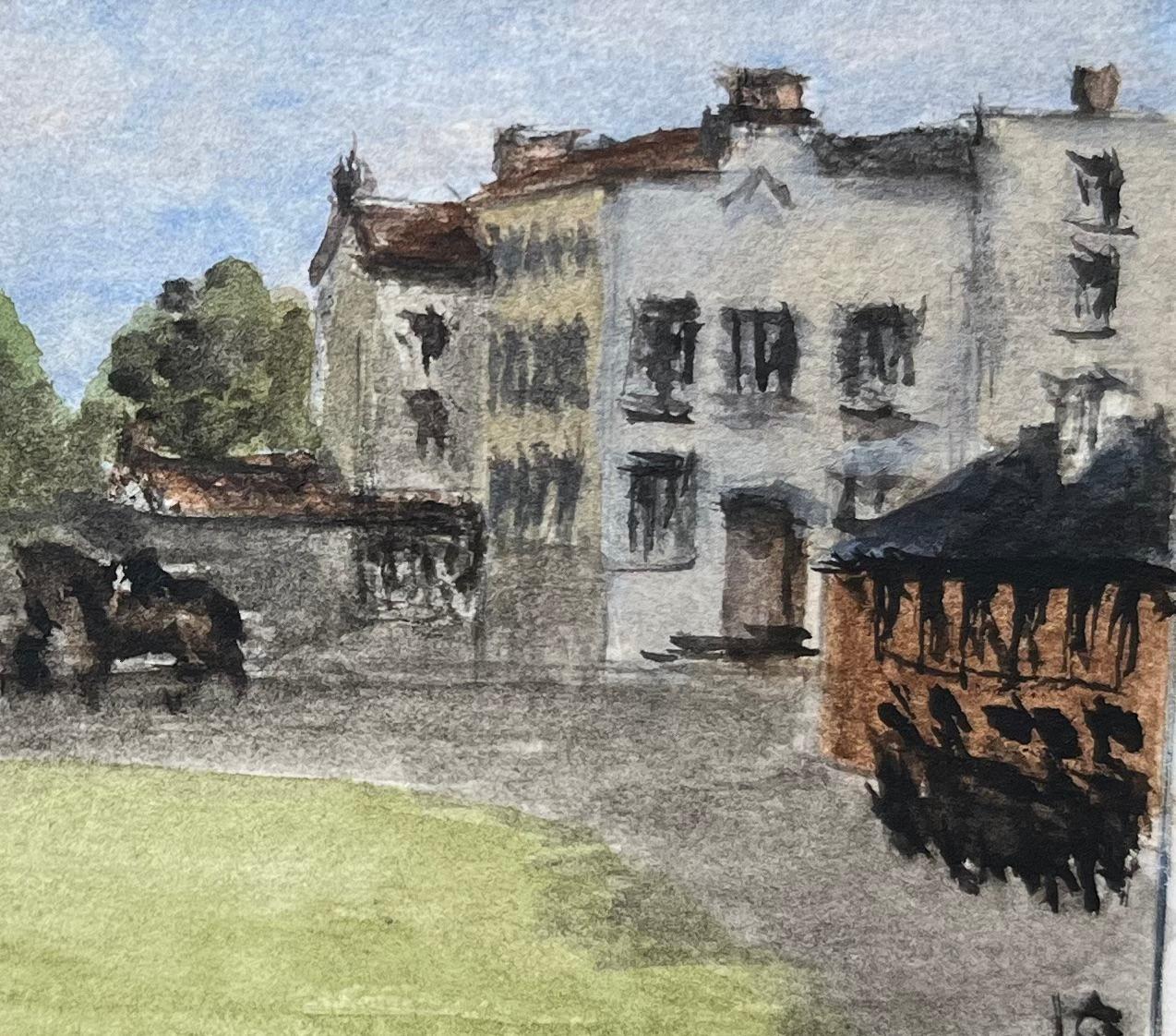 Title: Historic Miniature Watercolor Paintings of John Wesley Kingswood School
by Jack Grunwell, 20th century British artist 
Medium: Watercolor on thin card, unframed
Measurements: 3 inches (height) x 4.74 inches (width)
Condition: Very good and