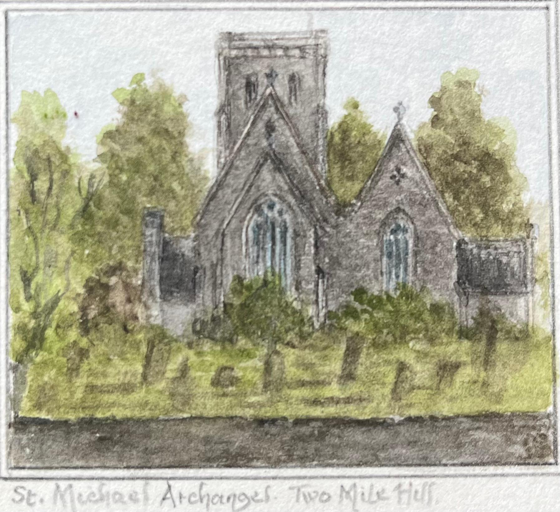 Historische Miniatur-Aquarelle der St. Michael Archangel's Church