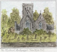 Historische Miniatur-Aquarelle der St. Michael Archangel's Church