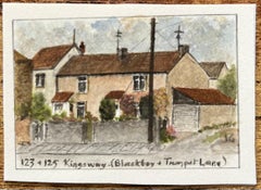 Miniatur-Aquarellgemälde von 123 und 125 Kingsway Blackboy und Trumpet Lane's