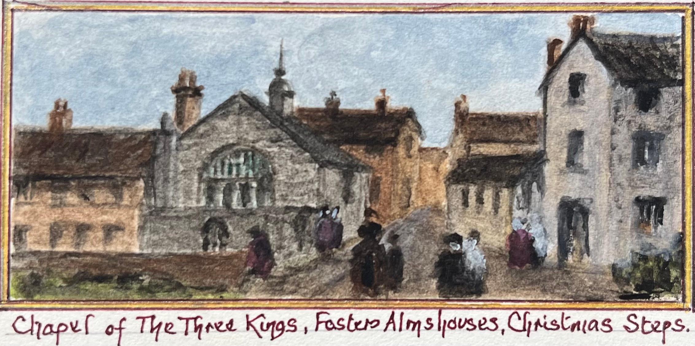 Miniature Watercolor of Chapel of the Three Kings and Fosters Almshouses