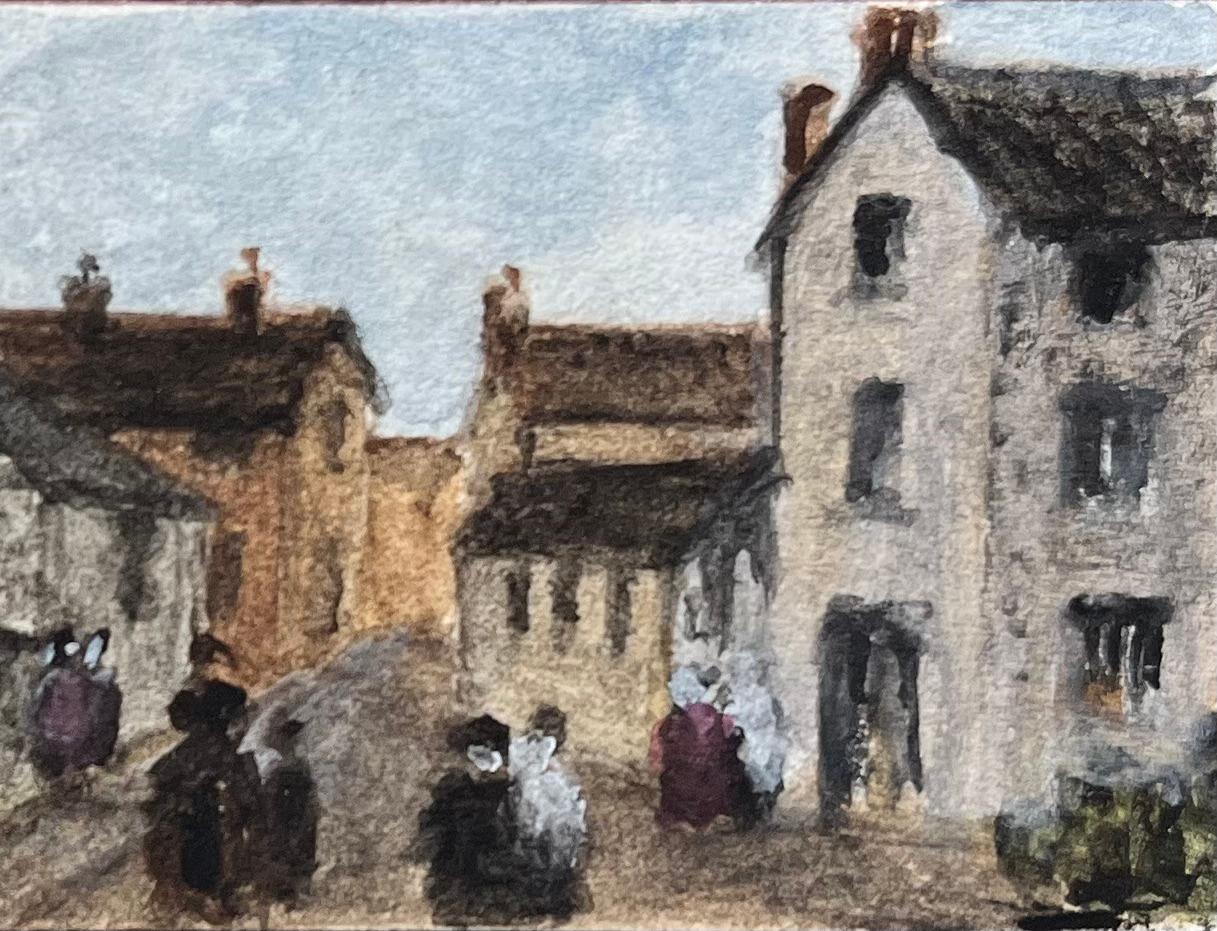 Miniature Watercolor of Chapel of the Three Kings and Fosters Almshouses - English School Painting by Jack Grunwell