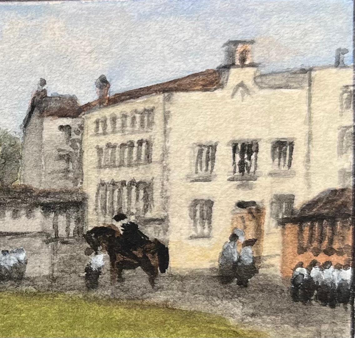 John Wesley Kingswood School Bristol 1830 Historic Minature Watercolor - English School Painting by Jack Grunwell
