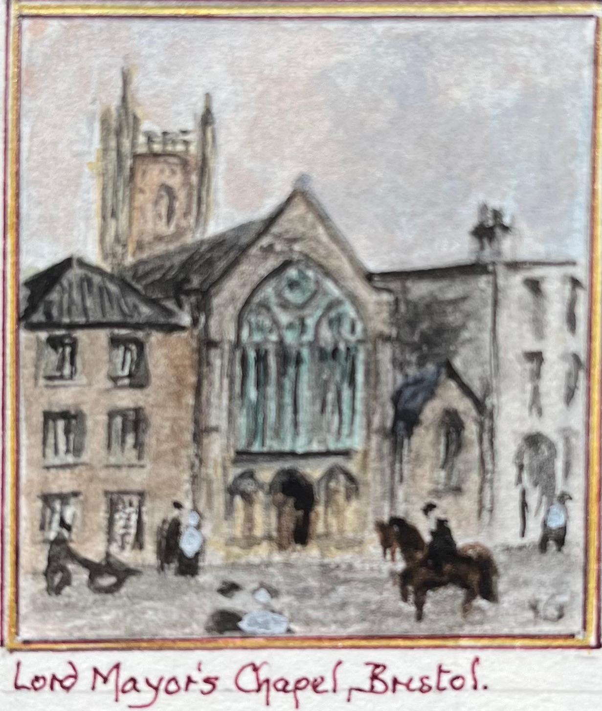 Historic Miniature Bristol Watercolor of Lord Mayors Chapel