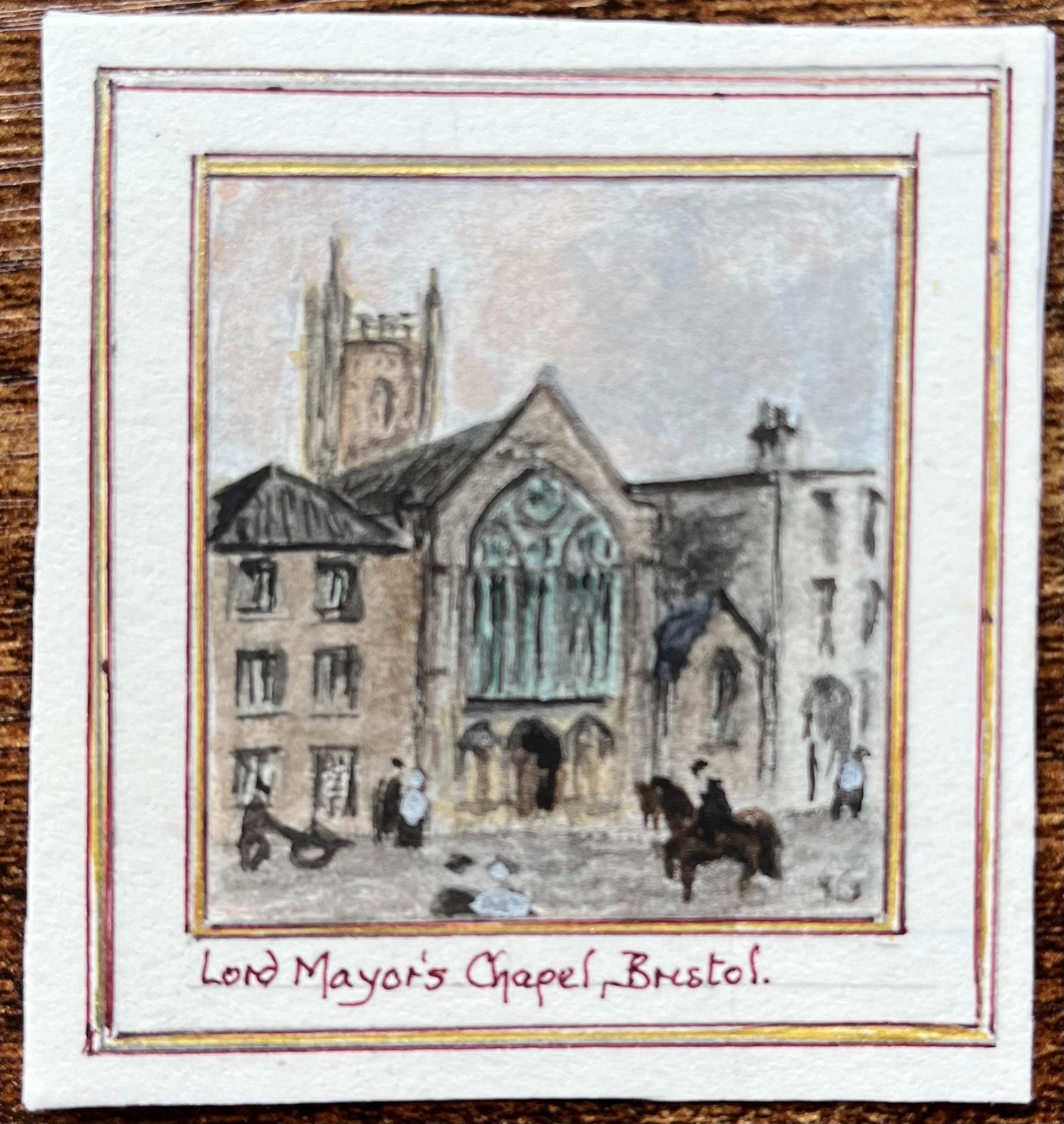 Storico acquerello in miniatura di Bristol della Cappella di Lord MayORS - Painting di Jack Grunwell