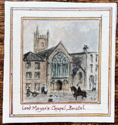 Historic Miniature Bristol Watercolor of Lord Mayors Chapel