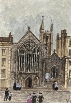 Aquarelle miniature historique de la chapelle de Lord MayORS à Bristol