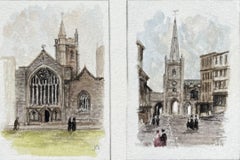 Miniature Watercolor of Lord Mayors Chapel and St Johns on the City Wall