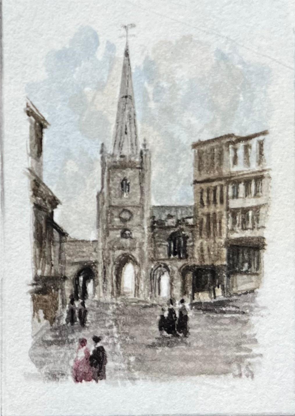 Acuarela en miniatura de la Capilla del Lord Mayors y St. John en la Muralla de la Ciudad - Painting Escuela inglesa de Jack Grunwell