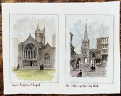 Miniature Watercolor of Lord Mayors Chapel and St Johns on the City Wall