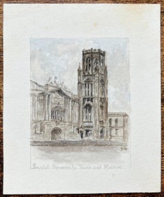 Miniature Watercolor of Bristol University Wills Memorial Building and Museum