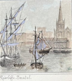 Redcliffe Bristol Historic Maritime Watercolor Sailing Ships River Scene