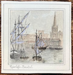 Redcliffe Bristol Historic Maritime Watercolor Sailing Ships River Scene