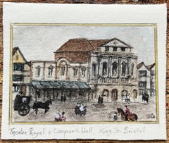 Historic Miniature Watercolor of Theatre Royal and Coopers' Hall in King Street
