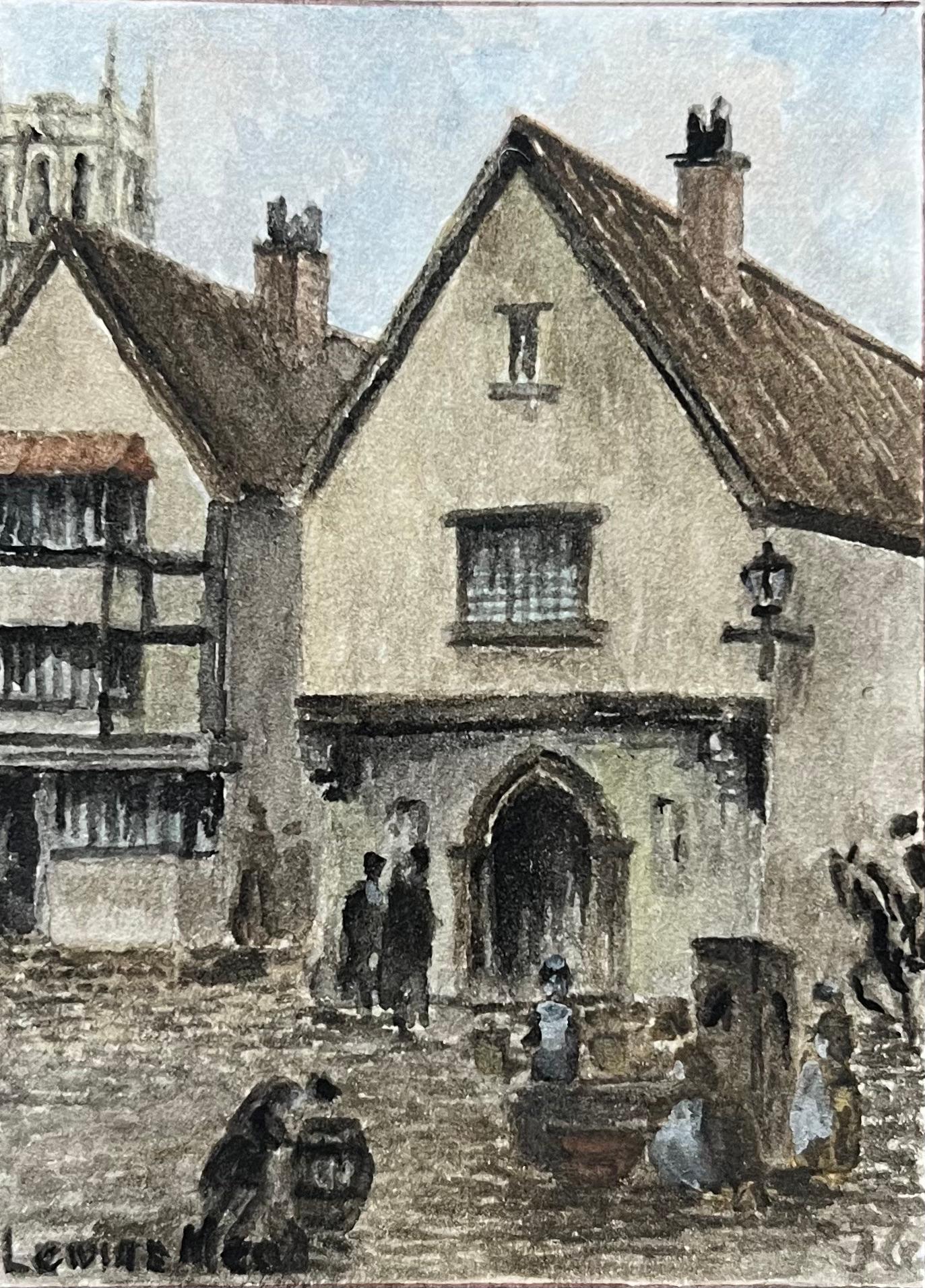 Landscape Painting de Jack Grunwell - Acuarela histórica en miniatura de Lewin's Mead en Bristol