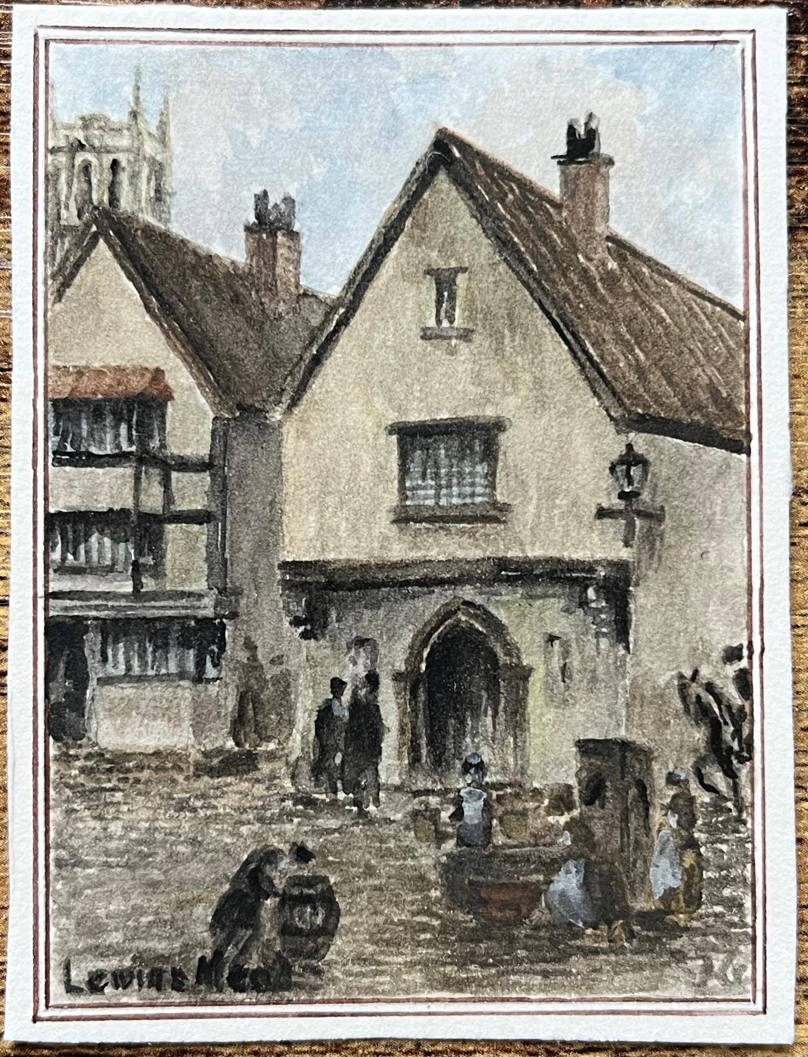 Acuarela histórica en miniatura de Lewin's Mead en Bristol - Painting de Jack Grunwell