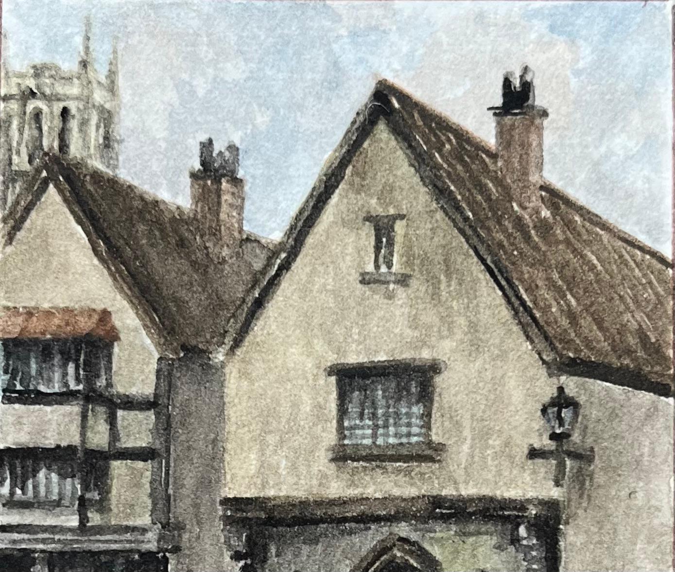 Acuarela histórica en miniatura de Lewin's Mead en Bristol - Painting Escuela inglesa de Jack Grunwell