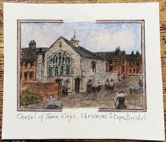 Miniature Watercolor of Chapel of the Three Kings, Christmas Steps in Bristol