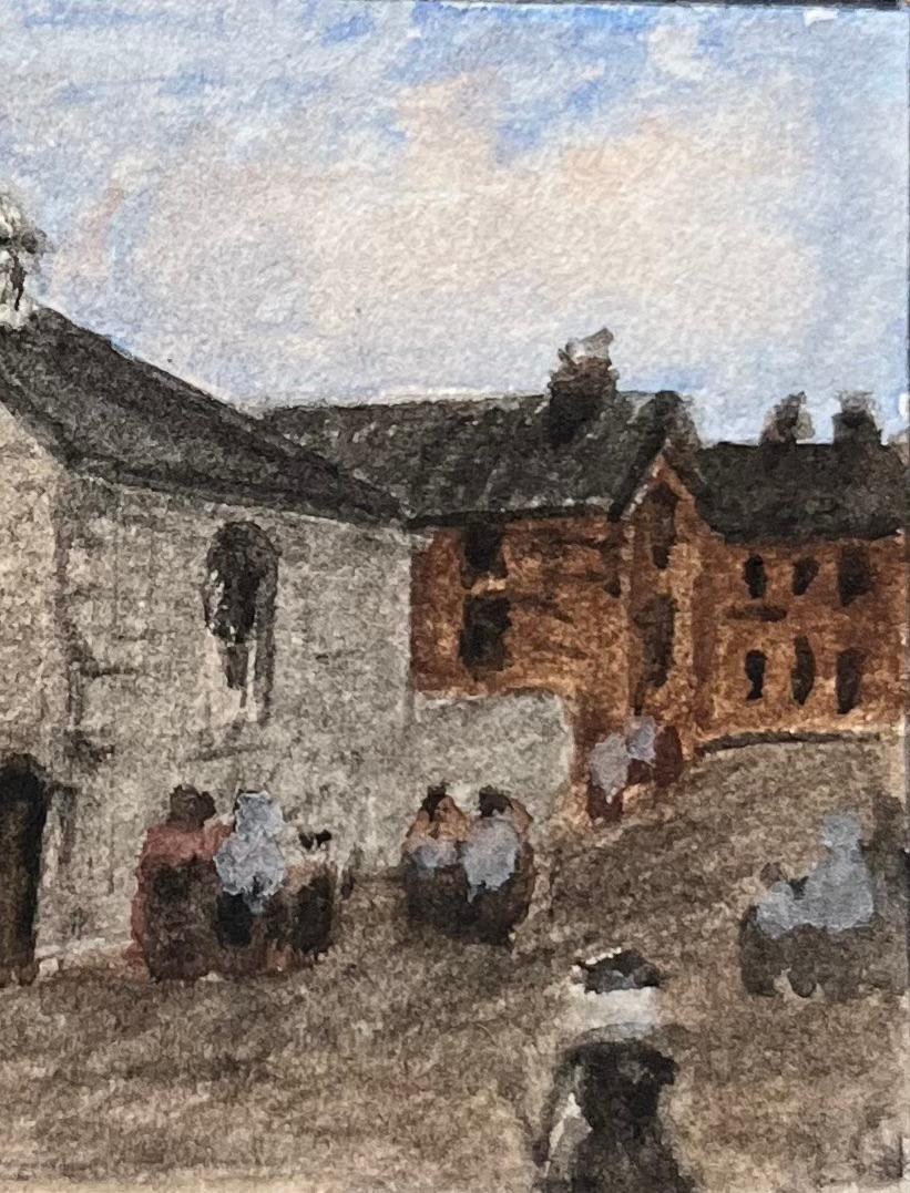 Miniatur-Aquarell der Kapelle der Heiligen Drei Könige, Weihnachtsstufen in Bristol (Englische Schule), Painting, von Jack Grunwell